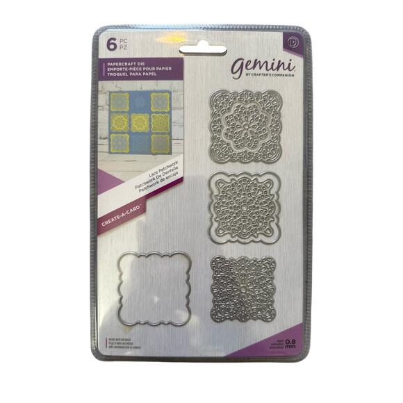 Gemini by Crafters Companion Papercraft Die Lace Patchwork Create A Card New 6p - Picture 1 of 2
